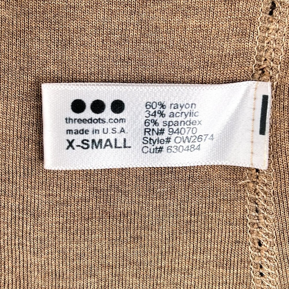 Three Dots Reversible Beige Black Colorblock Long Sleeve Stretch Top XS USA Made - Picture 6 of 7